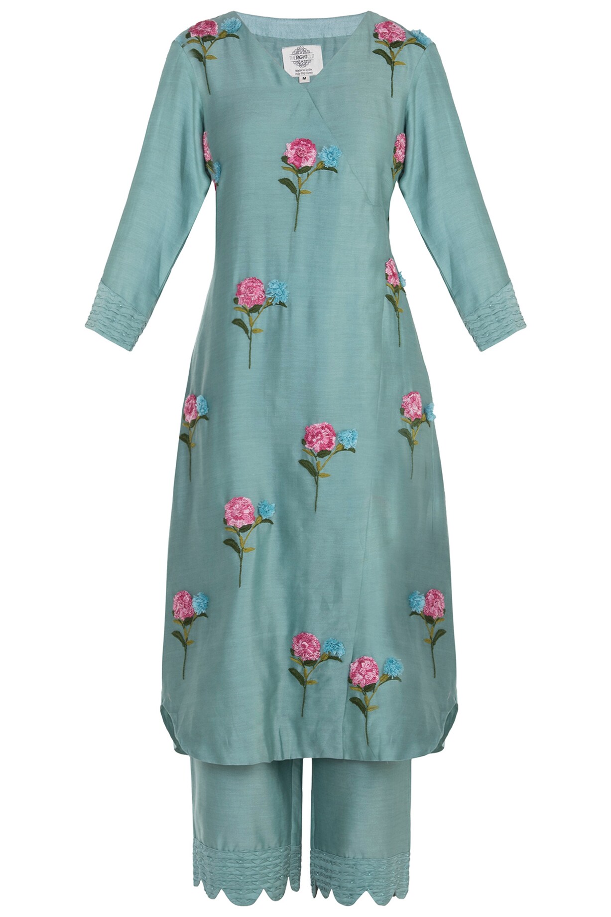 Hand Embroidered Pintuck kurti with pants