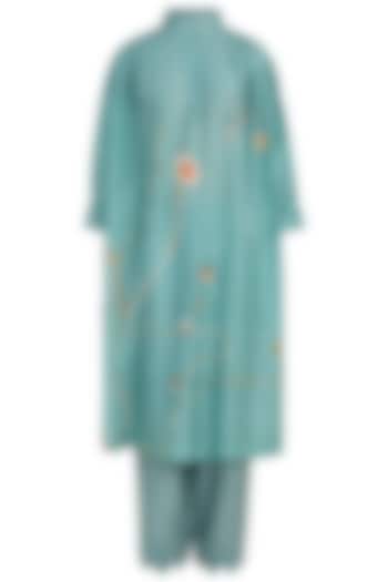 Mint embroidered kurta with trousers available only at Pernia's Pop Up Shop.