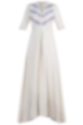 Ivory pleated embroidered cape available only at Pernia's Pop Up Shop.