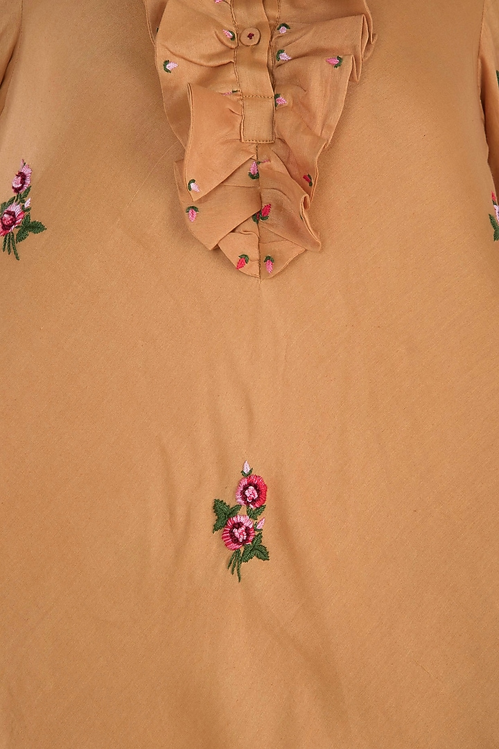 Mustard pintuck embroidered kurta with trousers available only at Pernia's Pop Up Shop.