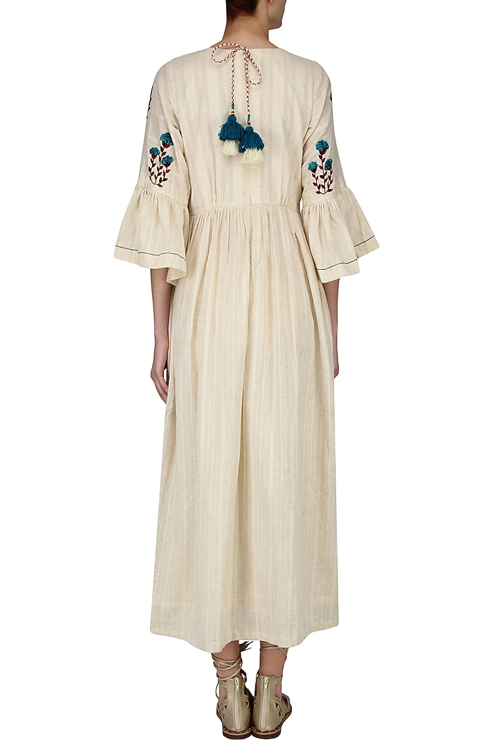 Ivory floral embroidered sun dress available only at Pernia's Pop Up Shop.