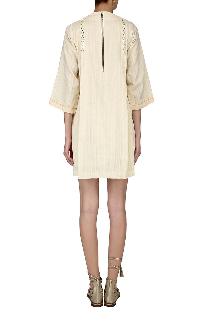 Ivory floral embroidered short dress available only at Pernia's Pop Up Shop.