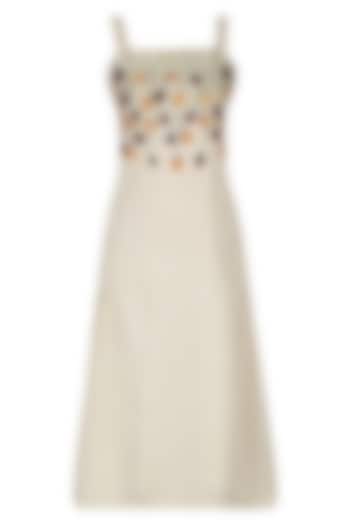 Ivory Floral Embroidered Strappy Dress by The Right Cut