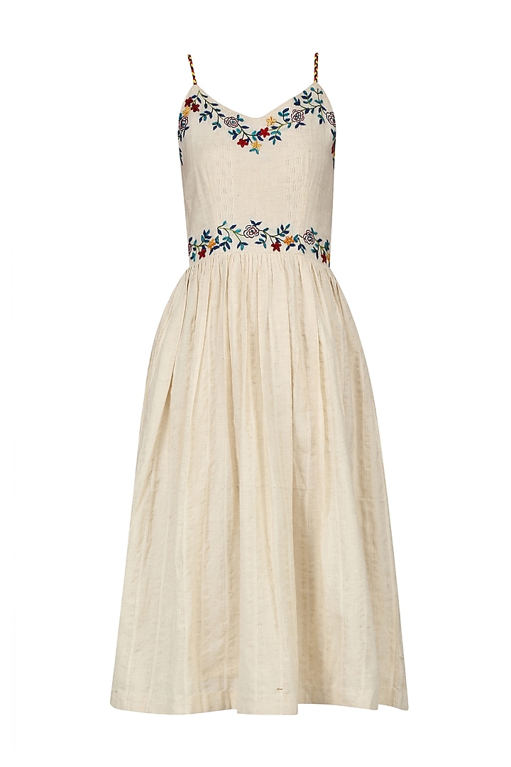 Ivory Floral Embroidered Dress by The Right Cut
