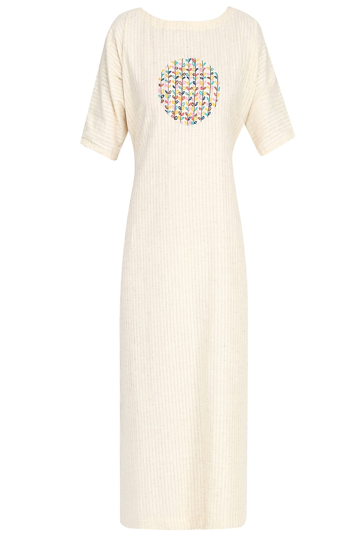 Off White Embroidered Tie Up Midi Dress by The Right Cut