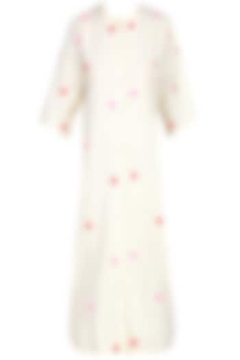 Off White Hearts Embroidered Shirt Dress by The Right Cut