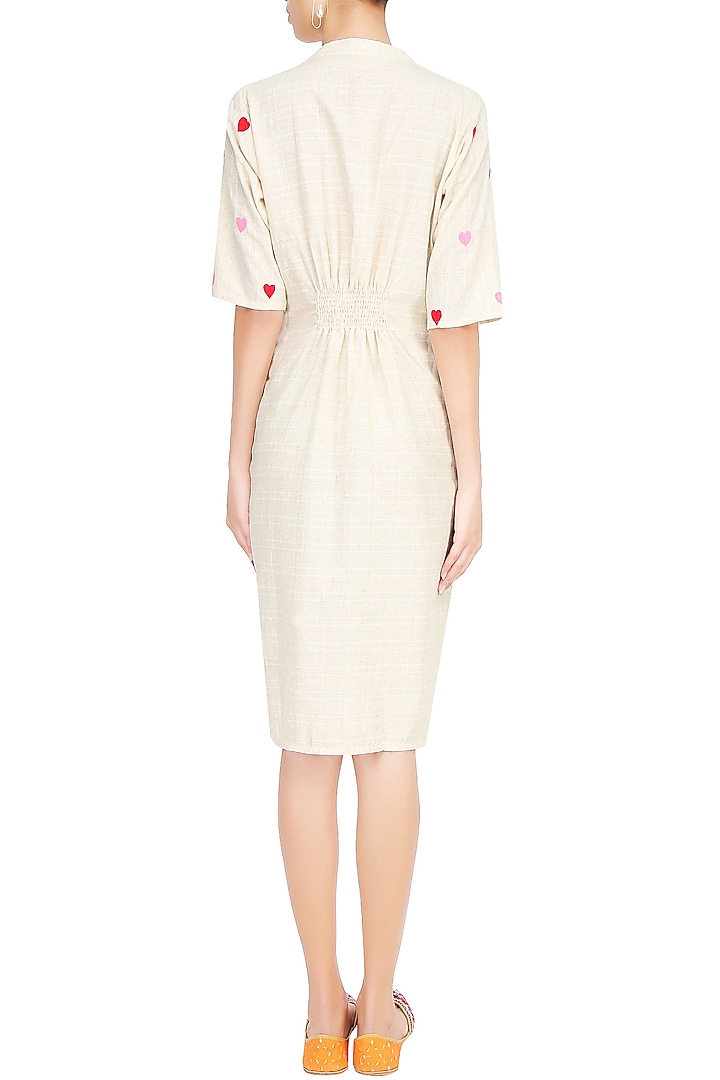 Off white hearts embroidered shirt dress available only at Pernia's Pop Up Shop.