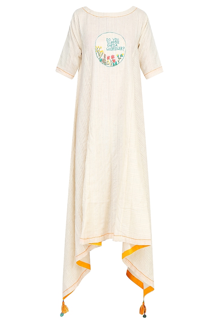 Off White Wildflower Embroidered Asymmetric Dress by The Right Cut