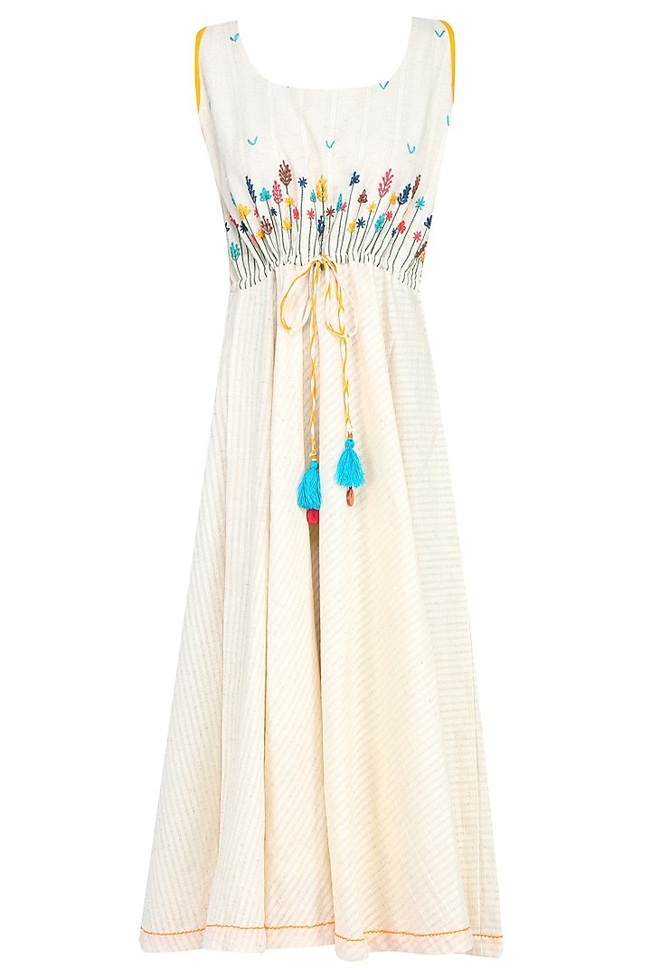 Off White Wildflower Pullout Midi Dress by The Right Cut