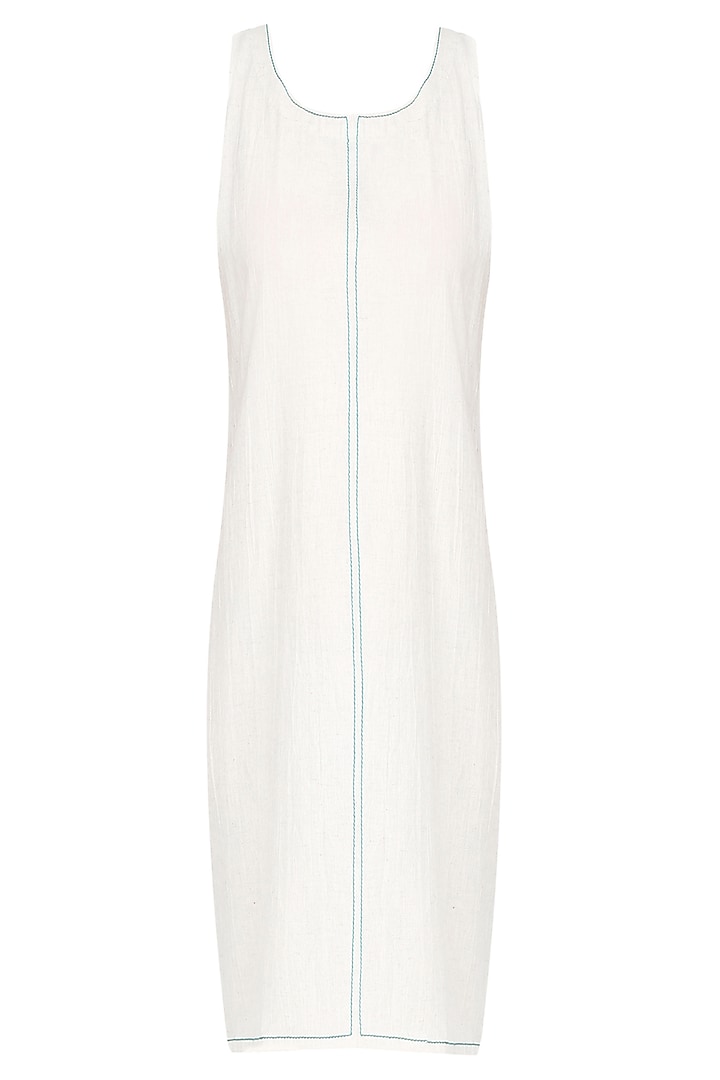 Off White Basic Slip On Linen Dress by The Right Cut