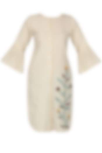 Ivory Floral Embroidered Kurta by The Right Cut