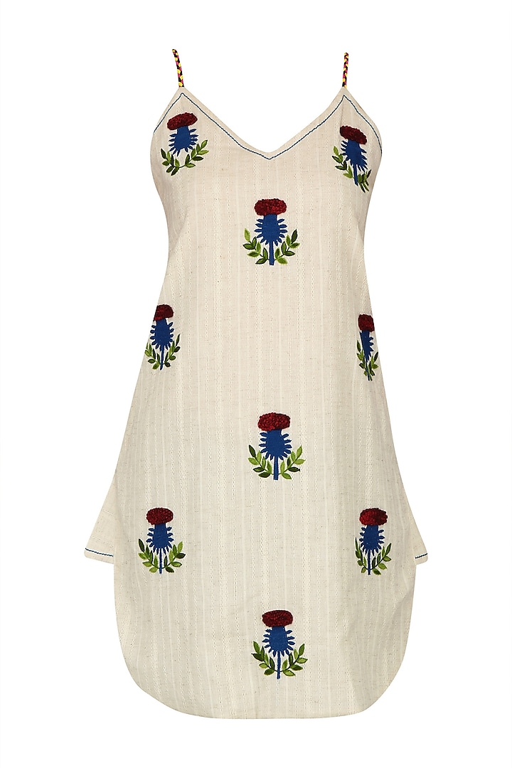 Ivory Floral Embroidered Strappy Top by The Right Cut