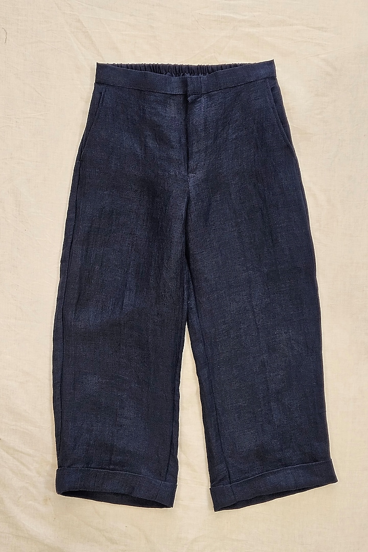 Indigo Linen Pants For Boys by The Right Cut Kids