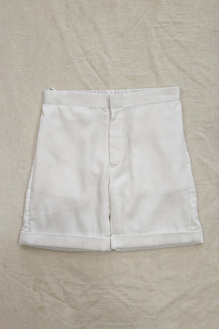 White Organic Cotton Shorts For Boys by The Right Cut Kids