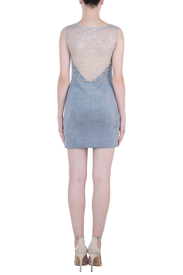 Greyish blue embroidered dress available only at Pernia's Pop Up Shop.