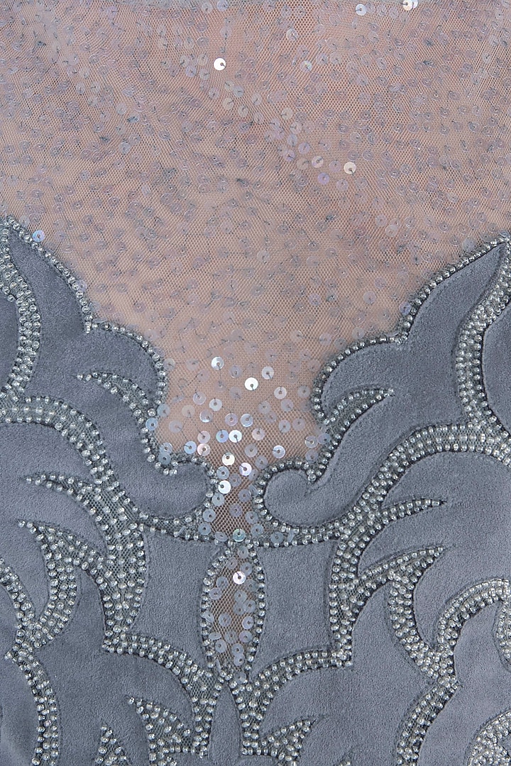 Greyish blue embroidered dress available only at Pernia's Pop Up Shop.