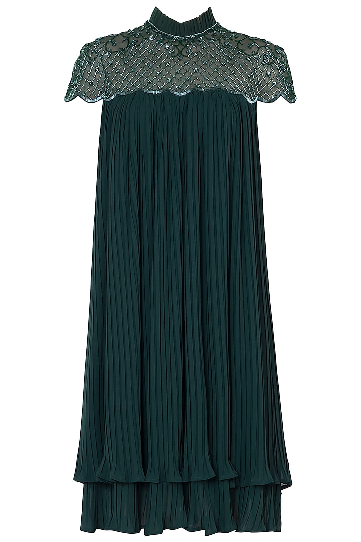 Emerald Green Embroidered Dress by Trish by Trisha Datwani