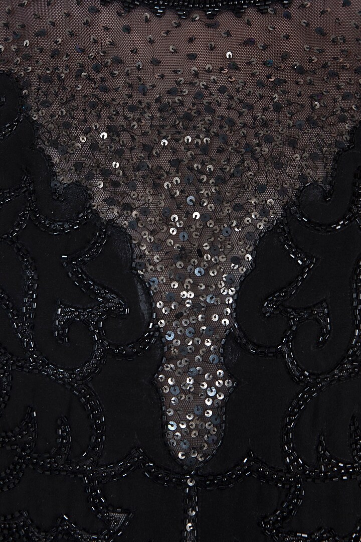 Black embroidered jumpsuit available only at Pernia's Pop Up Shop. 
