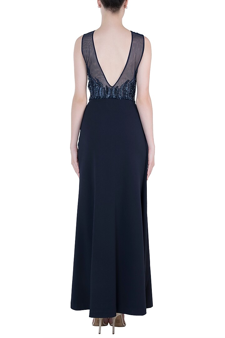 Dark blue embroidered jumpsuit available only at Pernia's Pop Up Shop. 