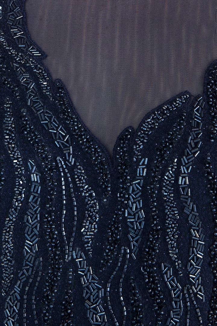 Dark blue embroidered jumpsuit available only at Pernia's Pop Up Shop. 