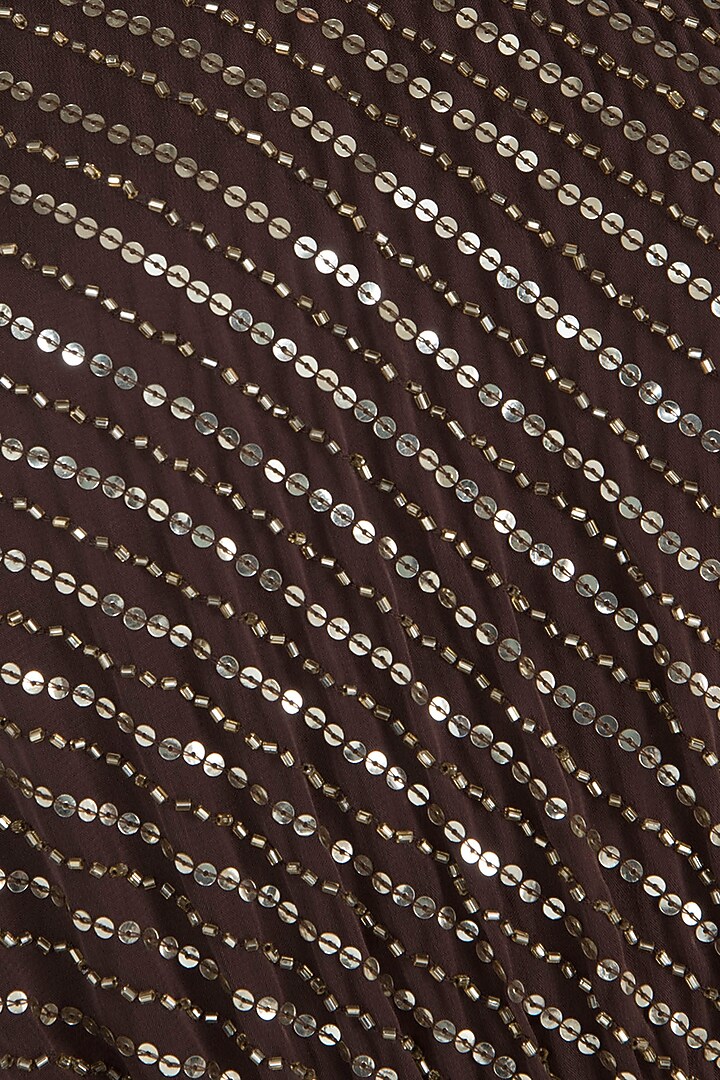 Brown and gold embroidered dress available only at Pernia's Pop Up Shop.