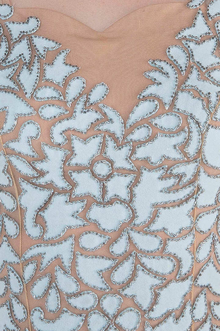 Nude fish cut embroidered gown available only at Pernia's Pop Up Shop.