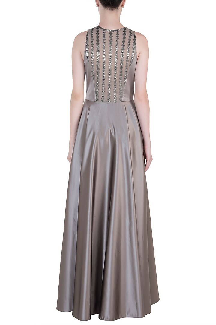 Brownish grey embroidered gown available only at Pernia's Pop Up Shop.