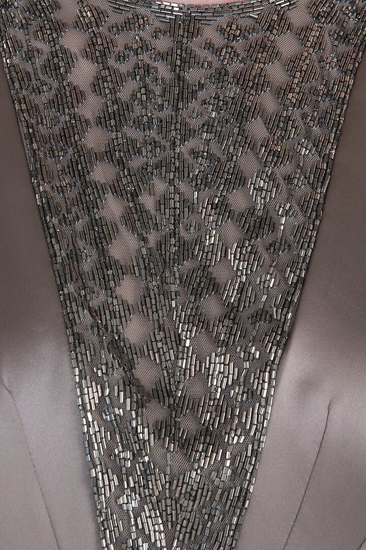 Brownish grey embroidered gown available only at Pernia's Pop Up Shop.