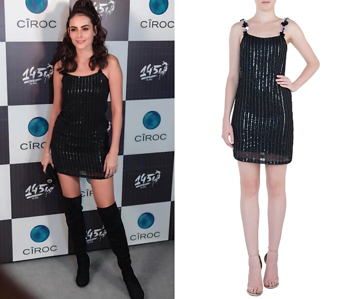 Black embroidered spaghetti dress available only at Pernia's Pop Up Shop.