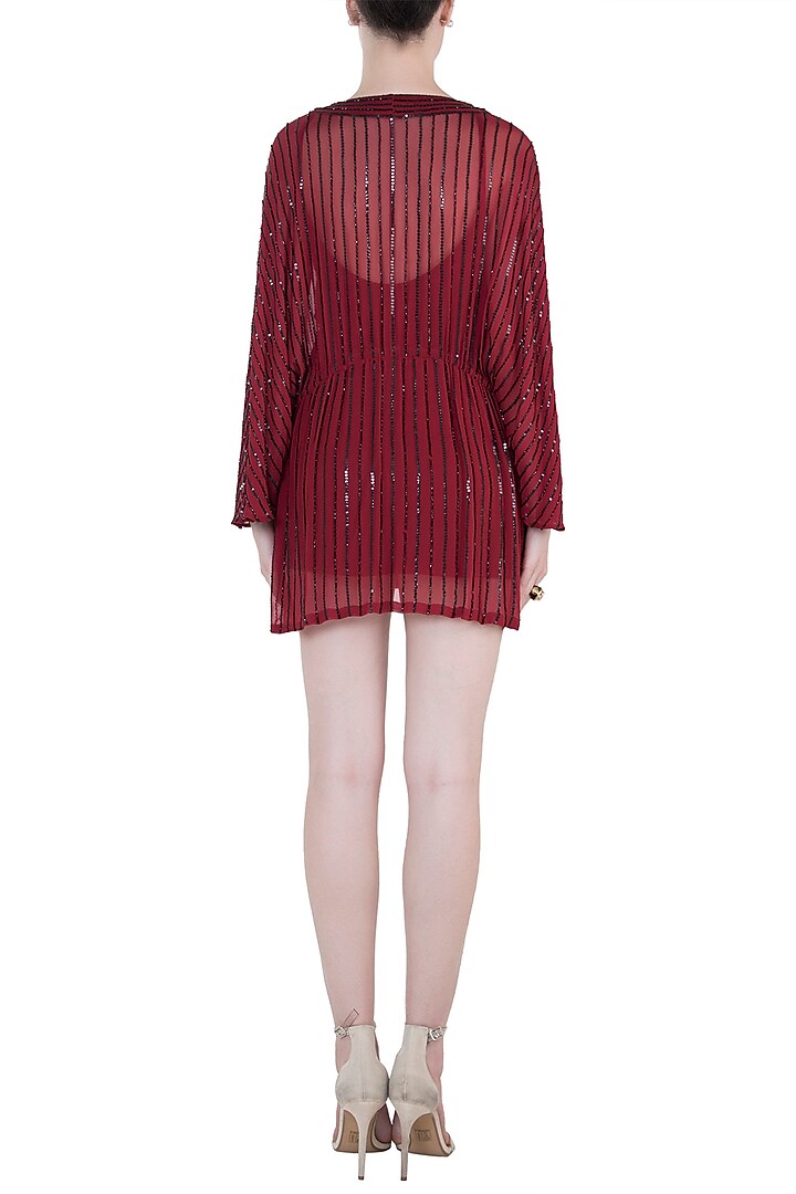 Maroon embroidered dress available only at Pernia's Pop Up Shop.