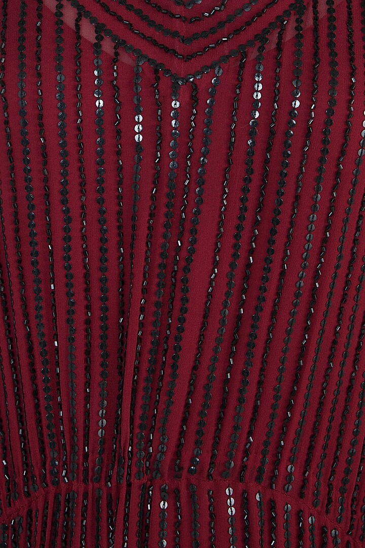 Maroon embroidered dress available only at Pernia's Pop Up Shop.