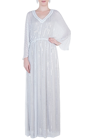 White Embroidered Gown by Trish by Trisha Datwani