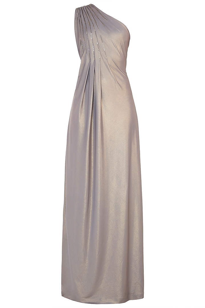 Greyish Gold Embroidered Gown by Trish by Trisha Datwani
