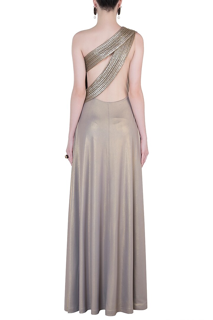 Greyish gold embroidered gown available only at Pernia's Pop Up Shop.