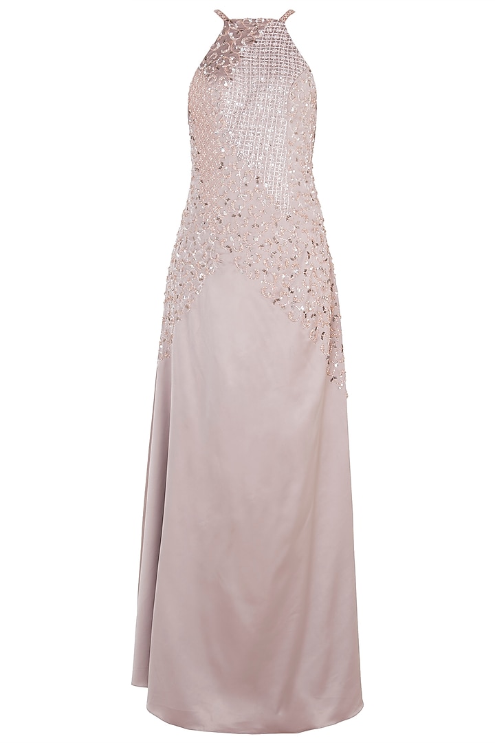 Rose Gold Embroidered Gown by Trish by Trisha Datwani