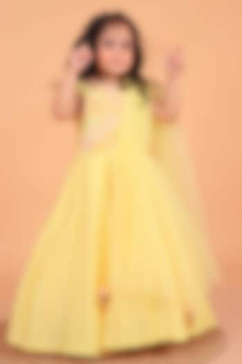 Yellow Chanderi Gown For Girls by TURQIDZ at Pernia's Pop Up Shop