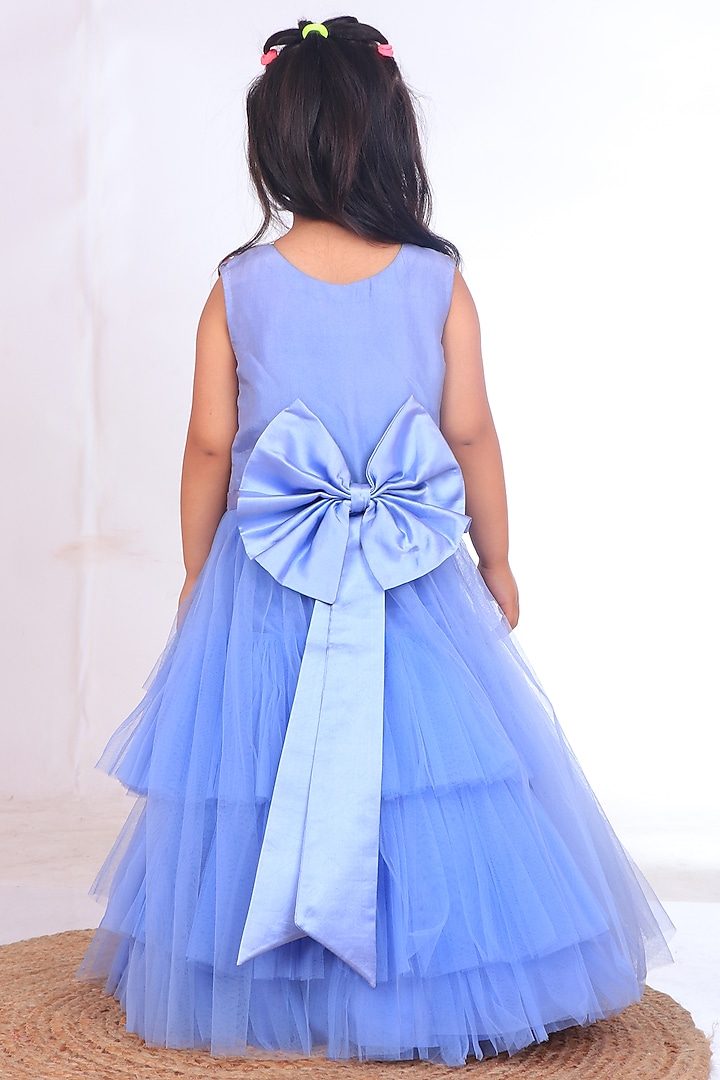 Powder Blue Embroidered Gown For Girls by TURQIDZ at Pernia's Pop Up Shop