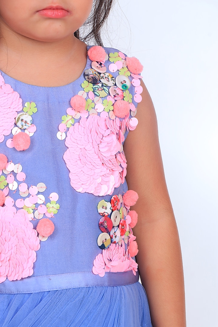 Powder Blue Embroidered Gown For Girls by TURQIDZ at Pernia's Pop Up Shop