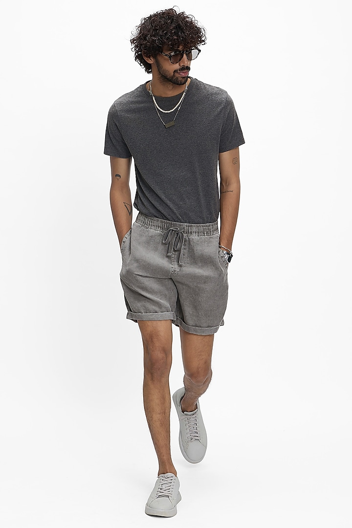 Charcoal Grey Linen Shorts by TERRA LUNA