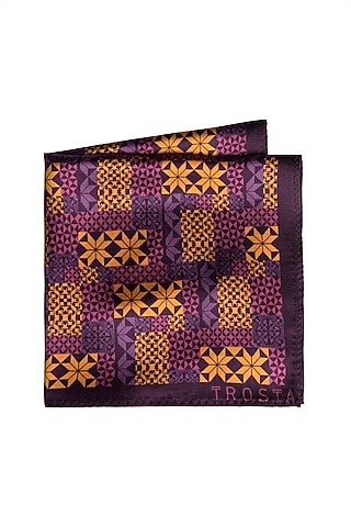 Purple Printed Pocket Square by Trosta