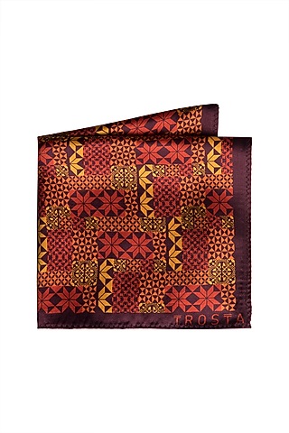 Red Printed Pocket Square by Trosta
