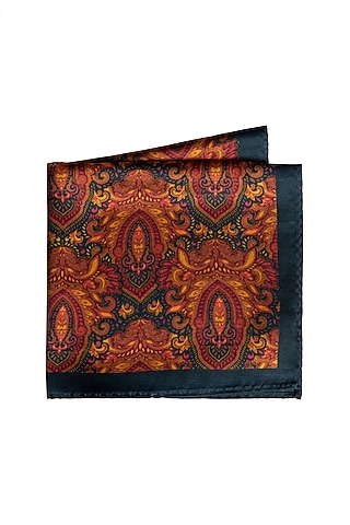 Navy Blue Printed Pocket Square by Trosta