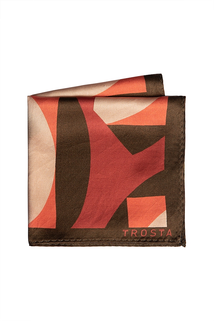 Red & Brown Printed Pocket Square by Trosta