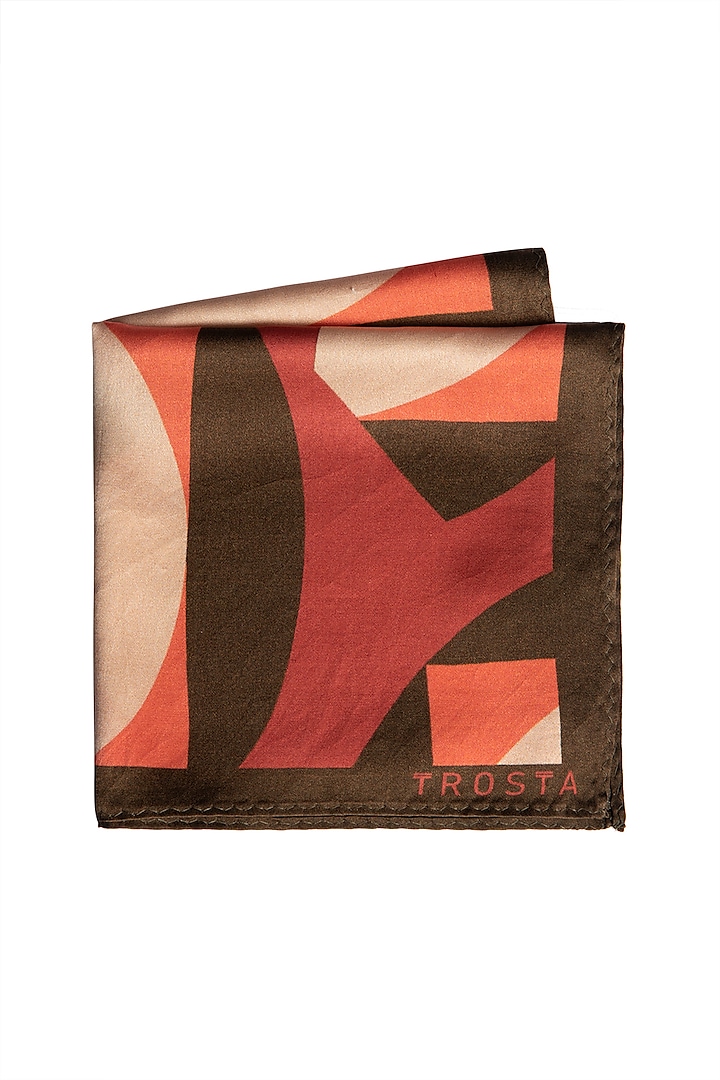 Red & Brown Printed Pocket Square by Trosta at Pernia's Pop Up Shop