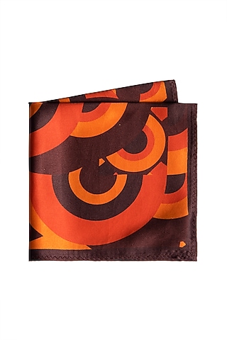 Orange Circle Printed Pocket Square by Trosta