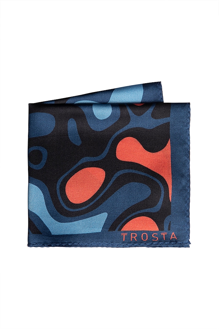 Blue Abstract Printed Pocket Square by Trosta