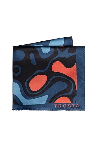 Blue Abstract Printed Pocket Square by Trosta