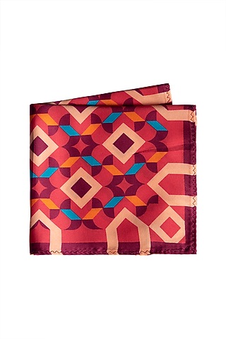 Pink Printed Pocket Square by Trosta