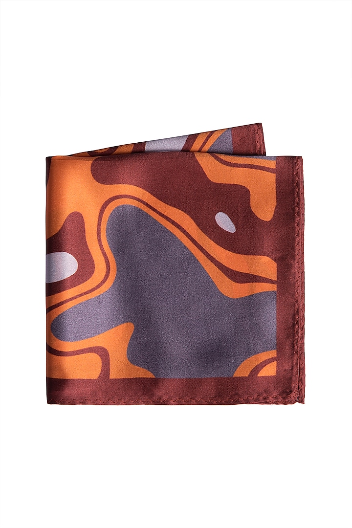 Orange Abstract Printed Pocket Square by Trosta