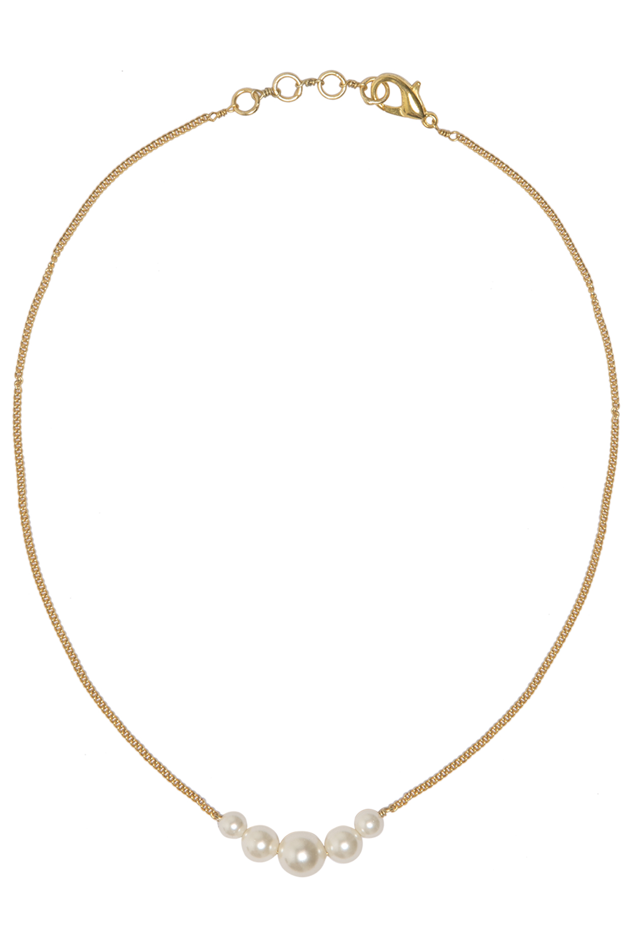 Gold Plated White Pearl String Necklace by Tarusa